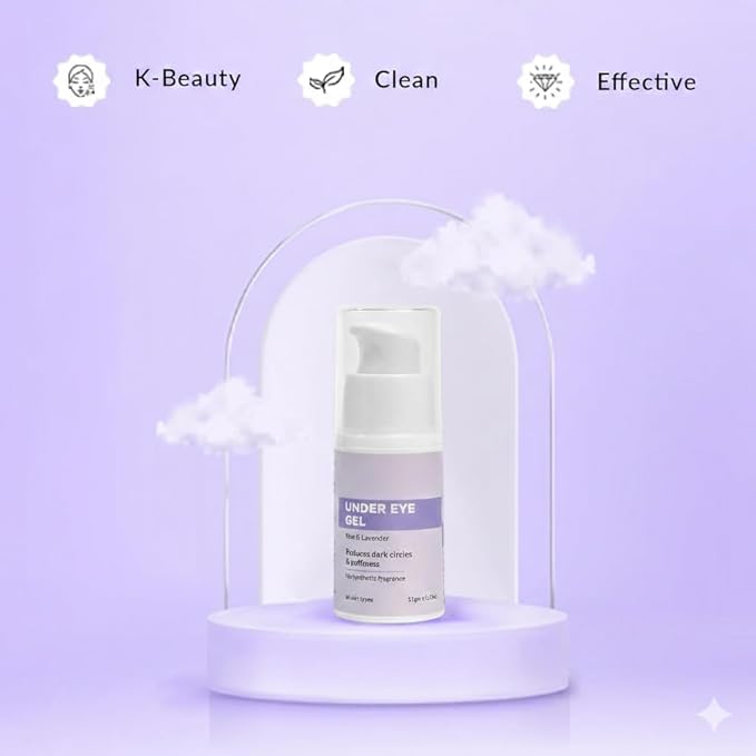 Under Eye Gel, Rice & Lavender, Reduces Dark Circles & Puffiness, All Skin Types, 15gm