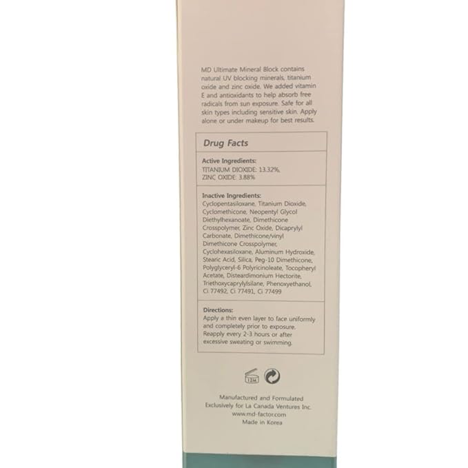 MD Ultimate Anti-Aging Tinted Mineral Sunscreen SPF 50 - Flesh-Colored Zinc and Titanium Sunblock - Pore-Minimizing Matte Primer for Men and Women - Smear-Proof and Waterproof, 1.7oz