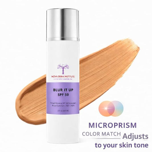 Blur It Up SPF 50 Sunscreen for Face Non Comedogenic Tinted Sunscreen- Zinc Oxide Mineral Sunscreen - Hydrating Sun Skin Care Made in USA (1.7 fl oz)