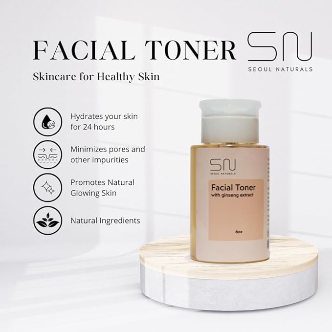 Seoul Naturals Ginseng Facial Toner with Witch Hazel, k Beauty, 6 oz