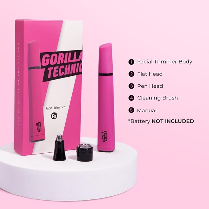 Gorilla Technique Eyebrow & Facial Trimmer for Women, Painless 2 in 1 Eyebrow Razor & Facial Hair Remover for Upper Lip, Chin & Peach Fuzz for Smooth Skin, K-Beauty Inspired Korean Skin Care