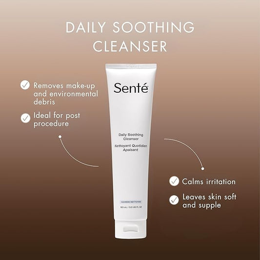 Sente Daily Soothing Facial Cleanser For Dry and Sensitive Skin | Gently Removes Oil, Impurities and Makeup | with Vitamin E | 5.5 Fl Oz