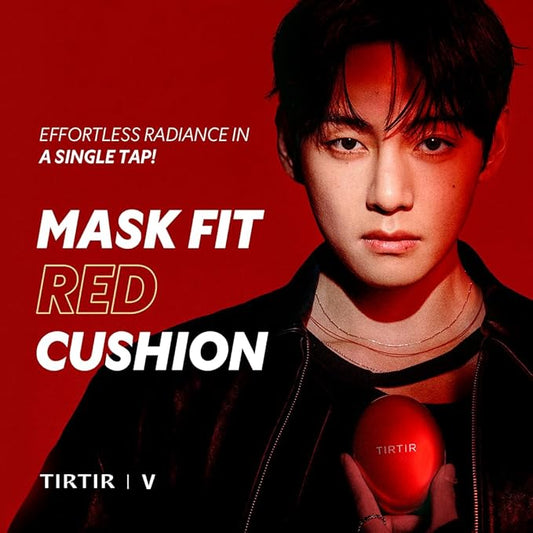 TIRTIR Mask Fit Red Cushion Foundation | Full coverage, Weightless, Skin fit, Satin Glow Finish, Korean Makeup BB Foundation, beauty, Tattoo cover up, Buildable (#22W Sheer Beige, 0.63 Fl Oz)