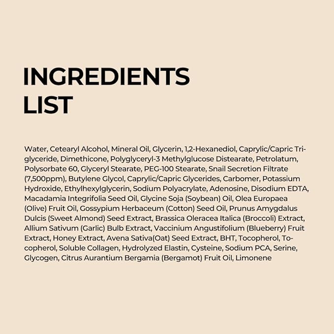 Intensive Snail Cream with Collagen for Dry, Sensitive Skin, Hydrating & Firming Moisturizer, Barrier Support Cream, Korean Skincare 2.02 fl oz