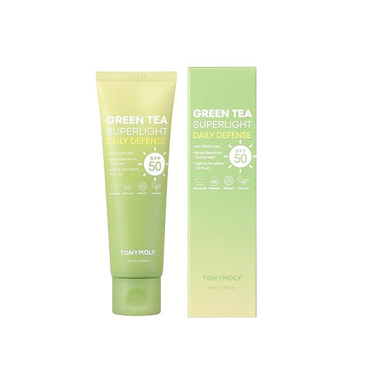TONYMOLY Green Tea Korean Sunscreen SPF 50 – Non-Greasy Broad Spectrum Face Sunscreen with Niacinamide, Panthenol & Hyaluronic Acid, Travel Size 50ml