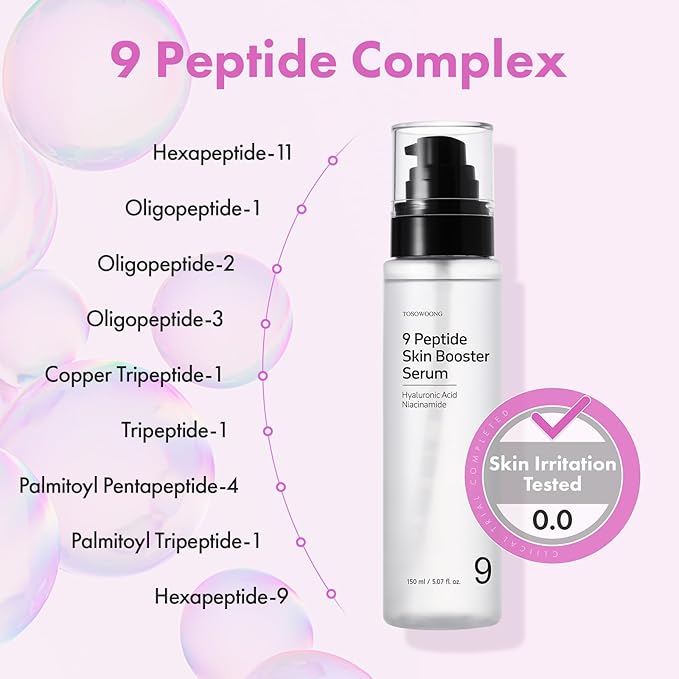 TOSOWOONG Ultimate Hydration & Skin Renewal Duo: Hyaluronic Acid 9 Cream & 9 Peptide Skin Booster Serum for Radiant Complexion