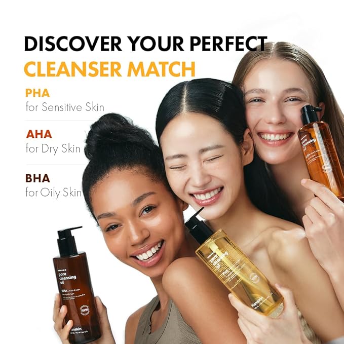 Hanskin PHA Pore Cleansing Oil - Korean Deep Pore Cleansing Makeup & Sebum Remover XL, Blackhead & Large Pores Cleanser for Sensitive Skin, Double Cleansing First Step, Plant-Based Care, 10.14oz