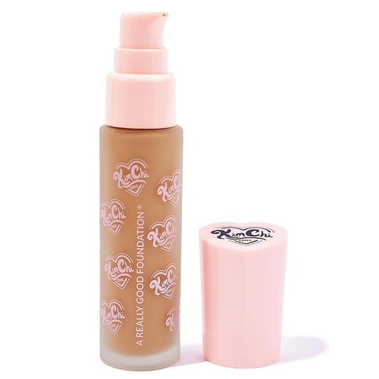 KimChiChic Beauty A Really Good Foundation | Medium to Full Coverage Makeup | Long-Lasting, Lightweight Formula | Vegan & Cruelty-Free, 1.0 fl. oz, 114M Medium + Neutral Undertones