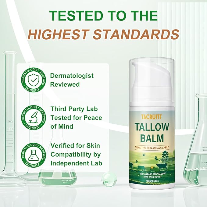 Beef Tallow Balm, 100% Grass Fed Beef Tallow, Whipped Moisturizer for Sensitive Skin, Handmade All-Natural Moisturizer for Soft And Smooth Skin (7 Oz, Unscented)