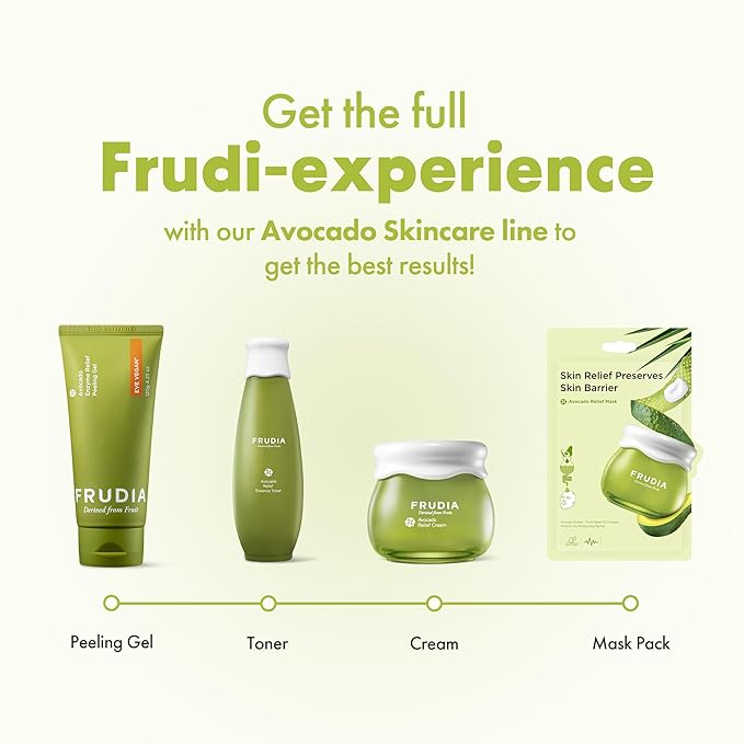 FRUDIA Avocado Relief Face Cream (1.94 oz) – Soothing and Calming Korean Face Moisturizer w/62% Avocado Extract, Panthenol & Madecassoside for Dry, Sensitive Skin | Vegan & Cruelty Free