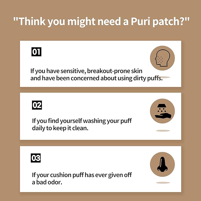 Cushion Puff Protector – 5 Individually Wrapped Copper Stickers for Makeup Puff Hygiene, Reduce Breakouts from Dirty Puffs, K-Beauty Compact Accessory, Daily Skincare Routine Essential