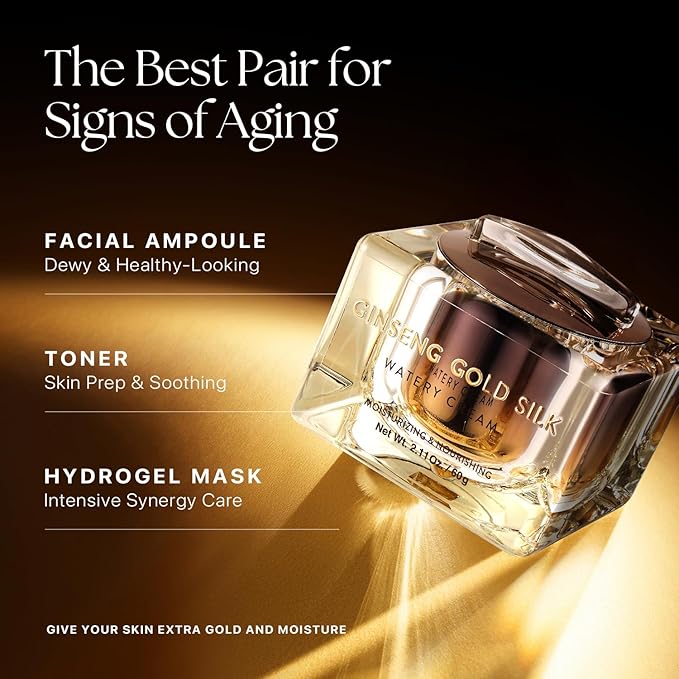 Nature Republic Ginseng Gold Silk Watery Cream 2.11 Oz(60g) | 6 Years Korean Ginseng, 99.9% Pure Gold Premium Skin Care, Anti-Aging Moisturizer, Wrinkle Care with Ginseng Saponins