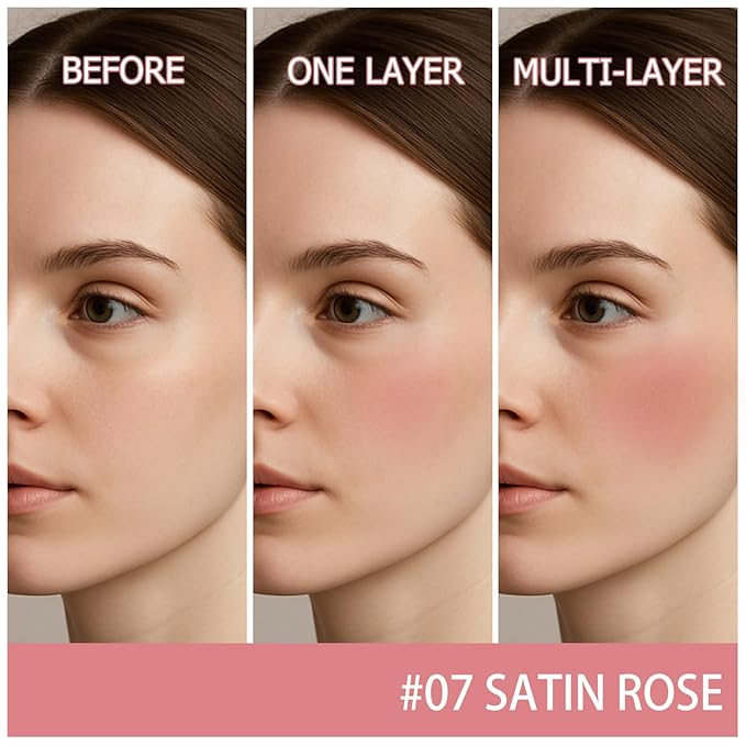 UCANBE Liquid Shimmer Blush Makeup for Cheeks, Highly Pigmented, Long Lasting, Anti-scratch, Natural-Looking, Daily Use Makeup Blush Suitable for Women Girls(07 Satin Rose)