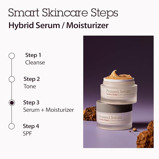 BLITHE Pressed Serum Tundra Chaga | Korean Moisturizer | Anti Aging Cream & Skin Tightening Cream for Face | Formula for an Instant Face Lift, 1.68 fl oz