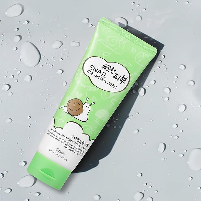 esfolio Snail Cleansing Foam – Nourishing Face Wash for Hydrated & Smooth Skin – Korean Skincare with Snail Extract for Deep Pore Cleansing & Anti-Aging – Gentle Foaming Facial Cleanser (5.29oz-150g)