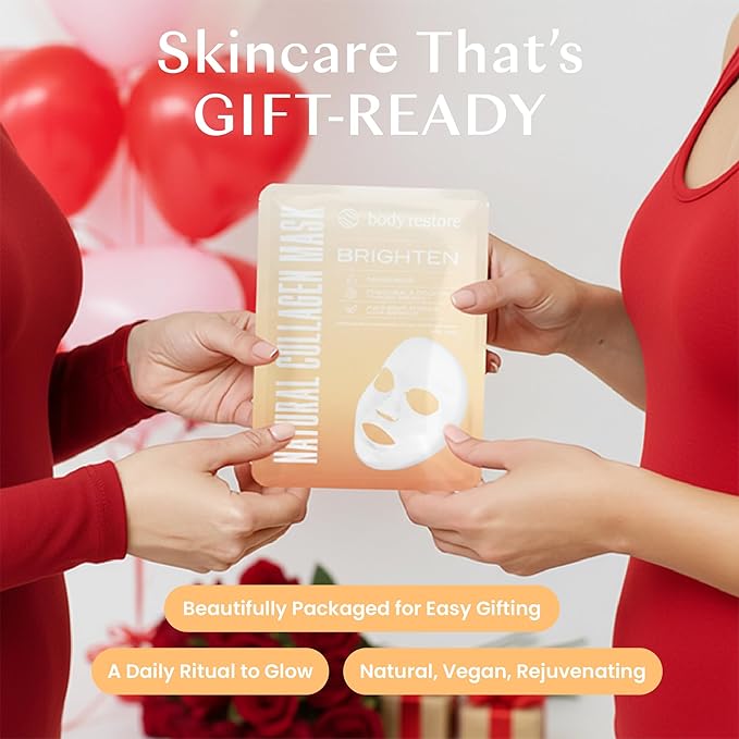 Body Restore Korean Bio-Cellulose Glow Face Mask (5 Pack) – Niacinamide & Vitamin C Sheet Mask for Dark Spots, Uneven Tone – Hydrating Facial Mask Skincare for Glowing Skin – K-Beauty