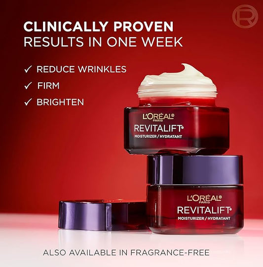 L'Oreal Paris Revitalift Triple Power Anti-Aging Face Moisturizer, Pro Retinol, Hyaluronic Acid & Vitamin C, Reduce Wrinkles 2.55 Oz