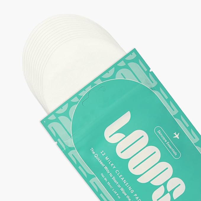LOOPS Milky Cleanser Korean Skincare - Deep Cleansing and Hydrating Skin Care - Pre-soaked Bamboo Facial Cleansing Pads - Facial Wash with Milky Oil Complex - Oil Cleanser for Face - Pack of 7