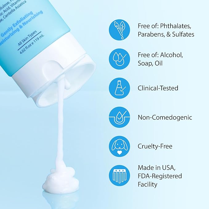 Ebanel Brightening Peeling Gel with Cotton Cellulose, Rice, Papaya, Centella, Hyaluronic Acid for Face and Body, Gentle Exfoliating Face Scrub Gel Peel Wash, Deep Pore Cleanser Minimizer Exfoliator