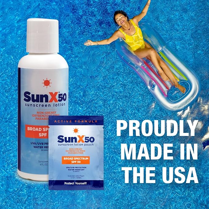 CoreTex Sun X 50 SPF Broad Spectrum Sunscreen Lotion - 8oz Bottle of Paraben, Oxybenzone, Octinoxate, & Oil Free Sunscreen - No White Cast and Water Resistant Up to 80 Minutes
