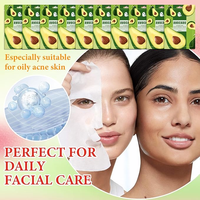 10 Pack Variety Facial Sheet Masks Skin Care Set, Hydrating Bulk Sheet Face Masks Skincare Gifts Set for Women Men, Long Lasting Moisturizing Face Mask Skincare for All Skin Type(A8