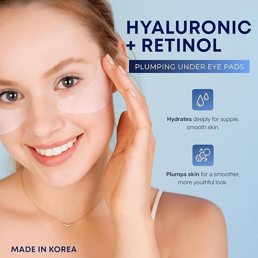 Clear Beauty Hyaluronic Acid & Retinol Under Eye Patches – Hydrating & Firming Eye Pads for Puffy Eyes & Dark Circles – Dermatologist Tested, Anti-Aging Korean Skin Care – Clean Beauty – 5 Pairs