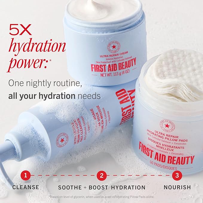 First Aid Beauty Ultra Gentle Cream-to-Foam Facial Cleanser – Makeup Removing Face Cleanser - Face Wash with Colloidal Oatmeal & Glycerin, for Sensitive, Acne & Blemish-Prone Skin, 2 oz