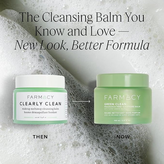Farmacy Sensitive Skin Makeup Remover Cleansing Balm - Green Clean Waterproof Makeup Remover Balm + Oil Cleanser for Face - Melts Make Up + SPF - Hydrates + Softens Skin - Fragrance Free (30ml)