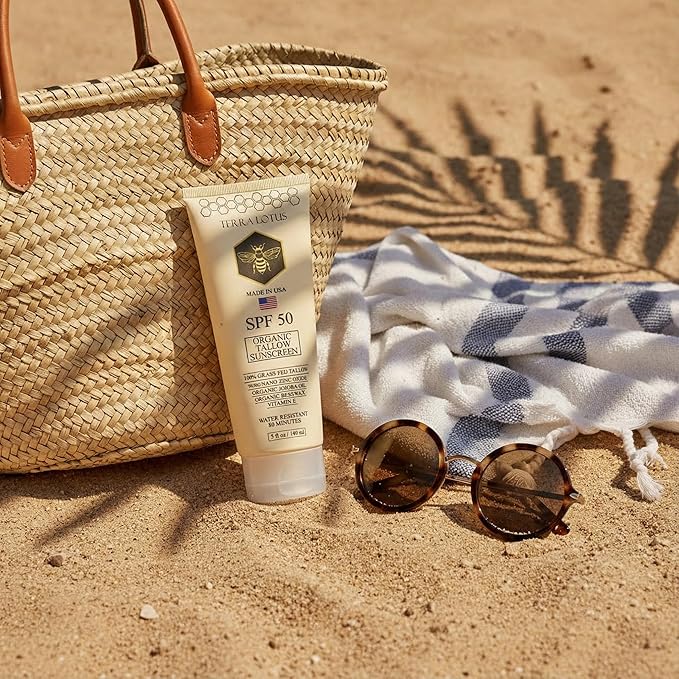 Organic Tallow Sunscreen - 50 SPF - For Face and Body - With 100% Grass-Fed Tallow and Non-Nano Zinc Oxide Reef Safe - (5 Oz)