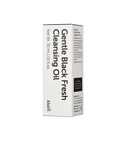 DearKlairs Gentle Black Fresh Cleansing Oil, Daily, Vegan Cleanser, Lightweight Texture, Mini Travel Size, 1.01 Fl Oz