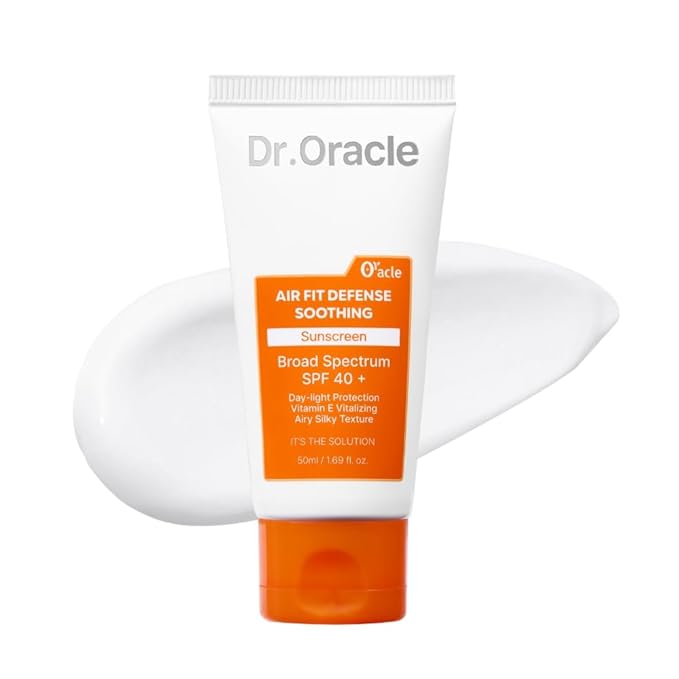 DR.ORACLE Air Fit Defense Soothing Sunscreen- SPF 40+, Outdoor Essential, No White Cast, Non-Greasy, Niacinamide, Vitamin E Sun Block For face, Korean Skin Care, Lightweight, Hydrating 1.69 fl. oz