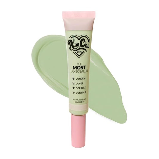 KimChiChic Beauty The Most Concealer | Full Coverage Water Resistant Multi-Use Concealer | Conceal, Correct, Contour & Highlight | Matte Satin Hybrid Finish | Brush Applicator, 0.63 oz, 24-Green