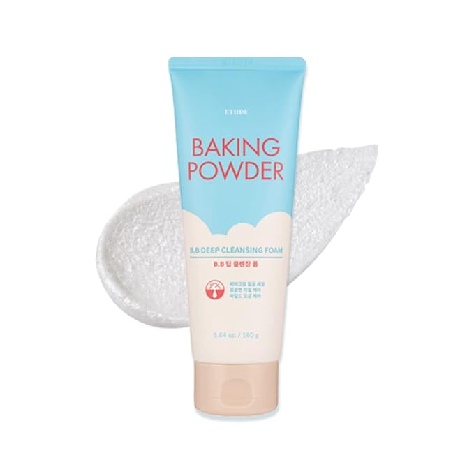ETUDE Baking Powder B.B Deep Cleansing Foam, 2 in 1 Rice Bran + Baking Powder, Creamy Bubble + Scrub Exfoliate Skin, Fash Wash, Deep Cleanser for Makeup, Korean Skin Care, Beauty (5.64 Ounce)