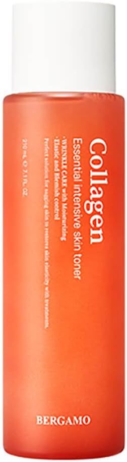 Bergamo Essential Intensive Collagen Skin Toner 7.1fl oz/210mL | Made in Korea K Beauty Korean Skin Care moisturizer for Combination Skin Types Zero-Irritation Wrinkle Care Astringent Minimizes Pores