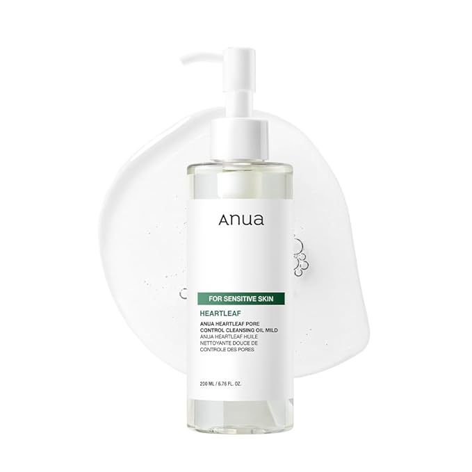 ANUA Heartleaf Pore Cleansing Oil MILD, Sensitive Skin Face Wash, Oil Cleanser for Face, Makeup Blackhead Remover, Korean Skin Care, Non-Comedogenic, Fragrance Free (6.76 fl oz)