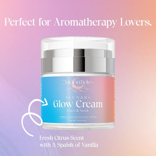 Moisturizer Face Cream, Lunar Glow Face and Neck Cream with Niacinamide & Kojic Acid, Brightening and Whitening, Hydrating Facial Moisturizer, Even Looking Skin Tone, 1.9 Oz