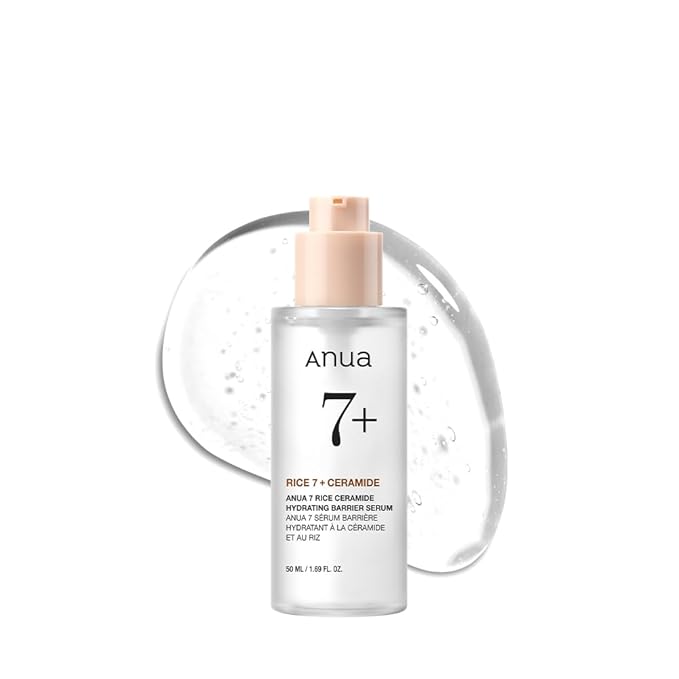 Anua Rice Ceramide 7 Hydrating Barrier Serum, Moisturizing Face Serum, Non-comodogenic, Hyaluronic Acid, Niacinamide, Lightweight, Fragrance Free, Sensitive Dry Skin, Korean Skincare 1.69fl oz