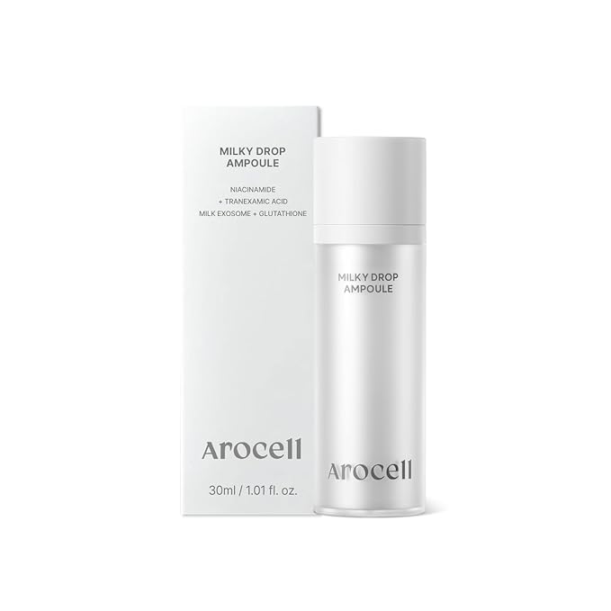 AROCELL Milky Drop Ampoule 30ml/1.01 Fl Oz – Korean Hydrating & Moisturizing Ampoule with TXA, Milk Exosome 5%, Hyaluronic Acid & Ceramides – Soothing, Brightening, Clear Skin KBeauty Serum