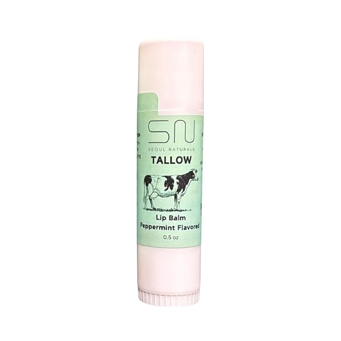 Seoul Naturals Tallow Lip Balm, Peppermint Flavored, k beauty, 0.5 oz