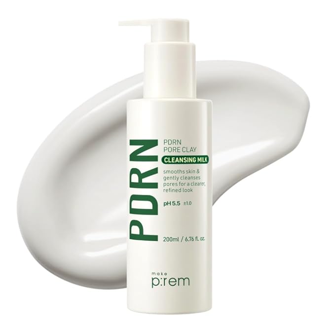MAKE P:REM PDRN Pore Clay Cleansing Milk, Hydrating Gentle Face Wash for Sensitive Skin, Korean Face Wash, 16.90 fl.oz. (500ml)