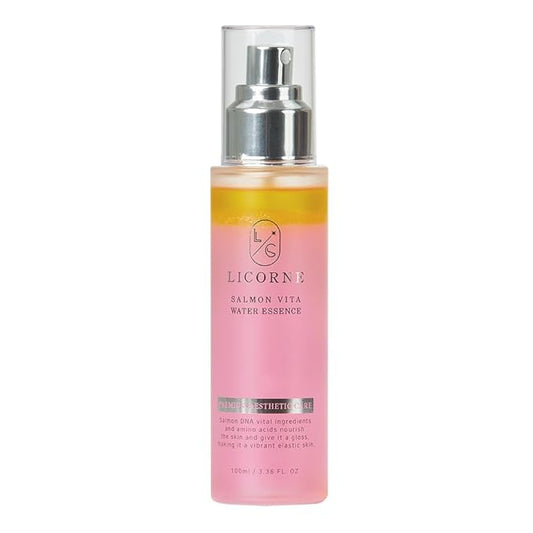 Licorne Salmon Vita Water Essence (3.38 fl oz) - PDRN & Idebenone Dual-Phase Face Mist - Hydrating Spray Serum for Glass Skin - K-Beauty Makeup Setting Spray with Niacinamide & Vitamin B12