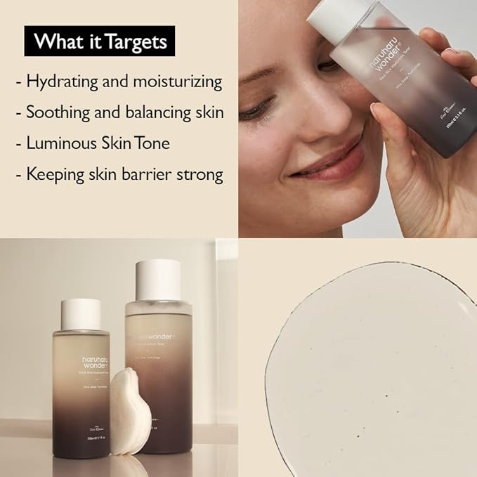 haruharu Wonder Black Rice Hyaluronic Toner, Deep Hydration, Glass Skin, Hyaluronic Acid, Lavender Oil, Skin Plumpling, Korean Skincare, Vegan, Cruelty-Free, 10.1 fl.oz
