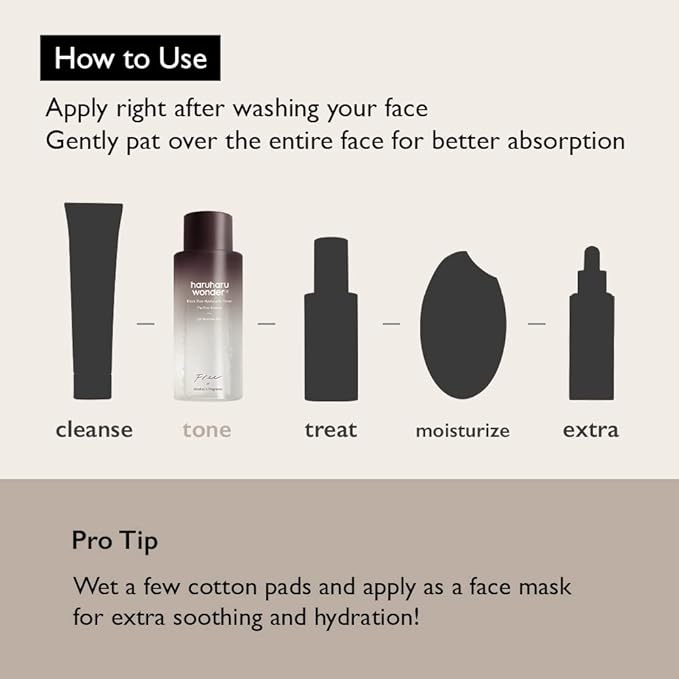 haruharu Wonder Black Rice Hyaluronic Toner for Sensitive Skin, Alcohol Free, Fragrance Free, Deep Hydration, Glass Skin, Korean Skincare, Vegan, Cruelty-Free, 5.1 fl.oz
