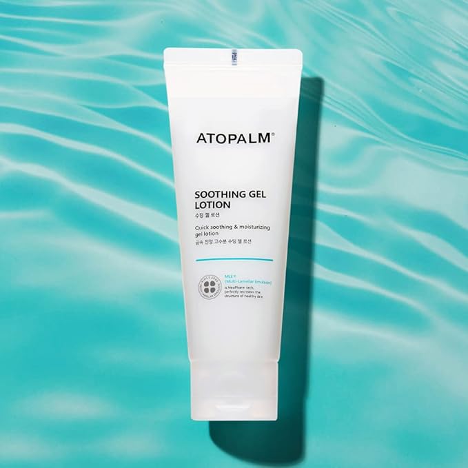 ATOPALM Soothing Gel Lotion 4 Fl Oz, Cooling and Calming Moisturizer for Sensitive, Eczema Prone, Heat Rash Skin, Redness Relief, Lightweight Mild Face and Body Lotion for Baby, Korean Skincare