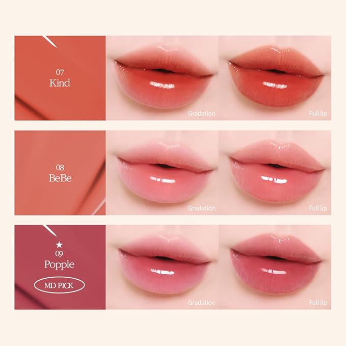 COSNORI Flow Wave Lip Tint - Vegan Glassy Lip Gloss, Lightweight & Long-lasting, Plant-derived Oil Moisturizer, K-Beauty (04 WITTY)
