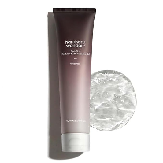 HARUHARU wonder Black Rice Moisture 5.5 Soft Cleansing Gel, Gentle Daily Cleanser, Low 5.5pH, Moisture Balance, Soap Free, For Sensitive Skin, Vegan, Cruelty-Free, 3.4 fl.oz