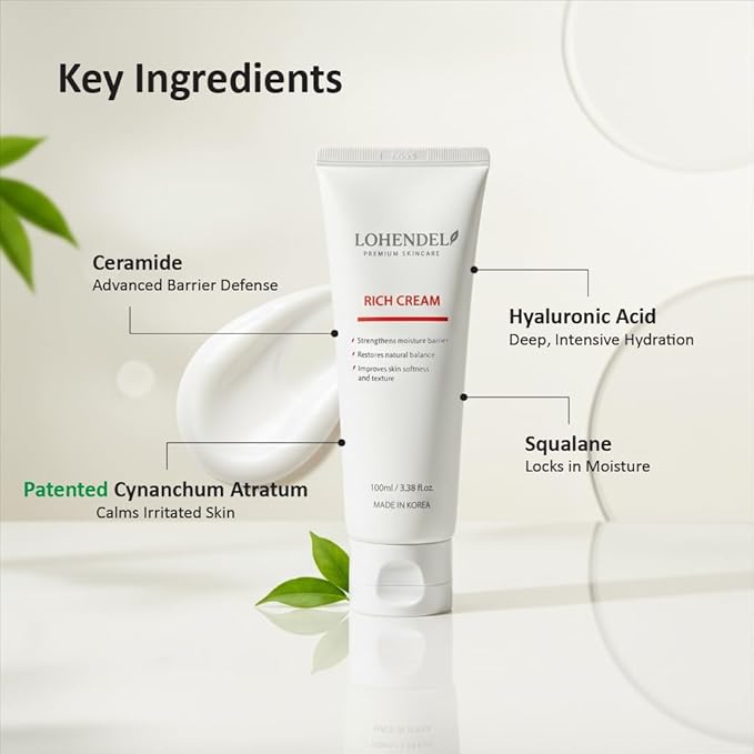 Rich Cream, Thick Textured Face Cream for Dry & Sensitive Skin, Excess Oil Control, Soothe Irritated Skin, Skin Texture Restoration, Intense Moisturizer, Korean Skincare 100ml / 3.38fl.oz