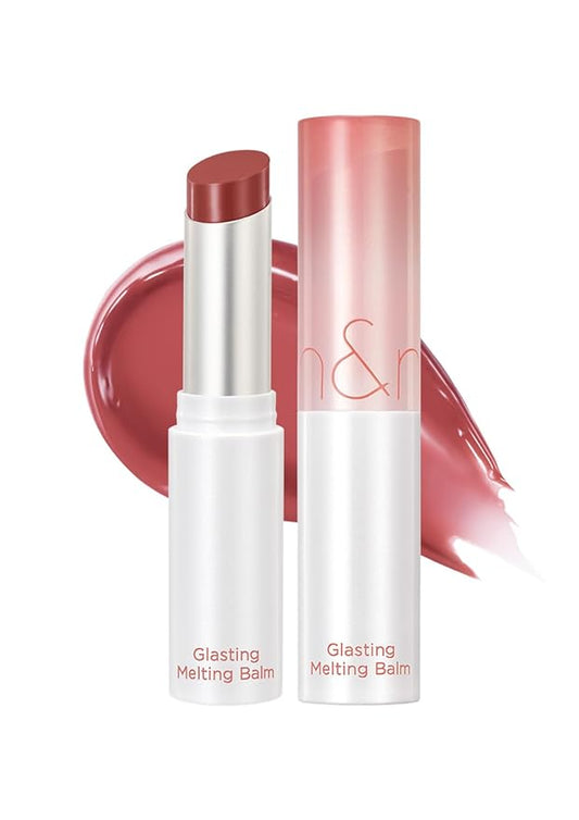 rom&nd GLASTING MELTING BALM #06 Kaya Fig - Vegan K-Beauty Tinted Lip Balm for Crystal Water-Gloss Shine, Deep Hydration & MLBB Rosy Nude Color | Non-Sticky, Long-Lasting Comfort for All Ages