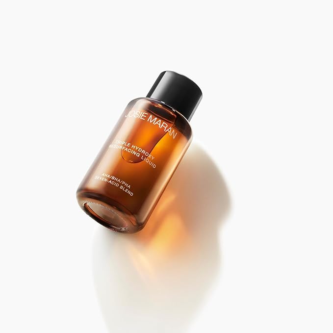 Josie Maran Triple Hydroxy Resurfacing Liquid - Anti-Aging Exfoliating Toner with Azelaic, Glycolic, Mandelic Acid & Alpha Hydroxy Acid for Even Skin Tone & Smooth, Youthful-Looking Skin (1.7 oz)