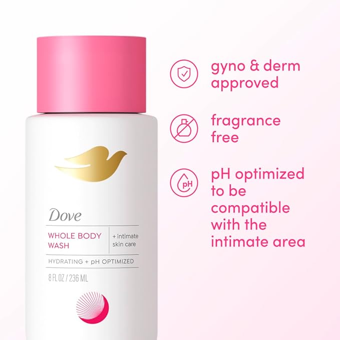 Dove Intimate Wash for Women - Gynecologist Tested Unscented Hydrating pH Optimized Feminine Wash For Sensitive Skin, 8 oz